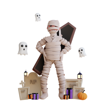Person standing in mummy costume  3D Illustration