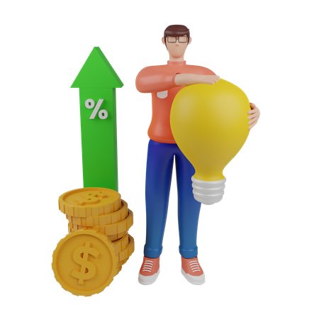 Person with growth strategy idea  3D Icon