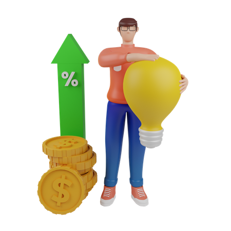 Person with growth strategy idea  3D Illustration