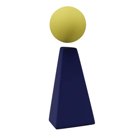 Triangular Prism Person Icon With A Widening Torso 3D Icon