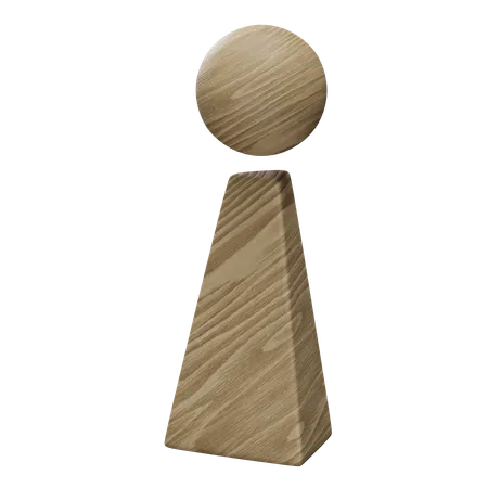 Person Icon With Triangular Pyramid Body With Wood Texture 3D Icon