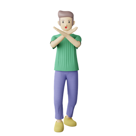 Persona casual con pose de manos cruzadas  3D Illustration