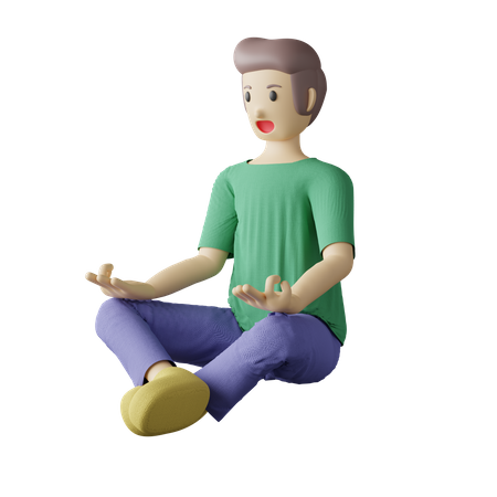 Postura de meditación de persona casual  3D Illustration