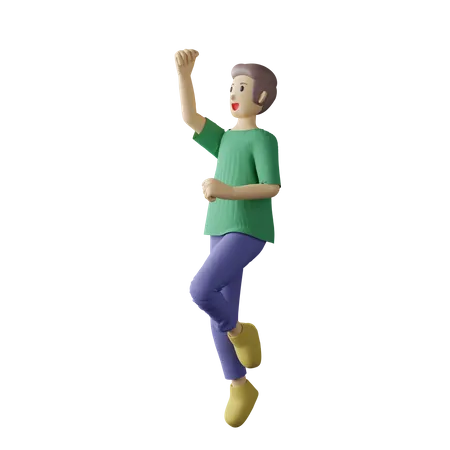 Postura de salto de persona casual  3D Illustration