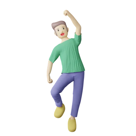 Persona casual feliz salto pose  3D Illustration