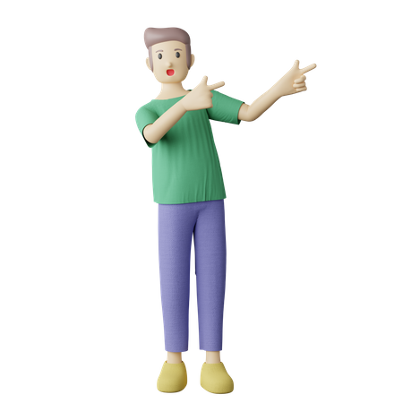 Persona casual señalando pose  3D Illustration
