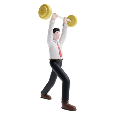 Persona de negocios levantando peso  3D Illustration