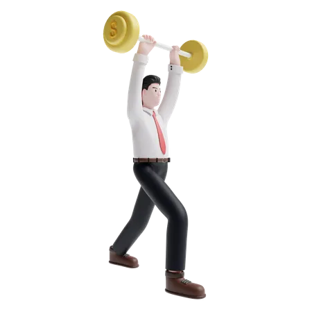 Persona de negocios levantando peso  3D Illustration
