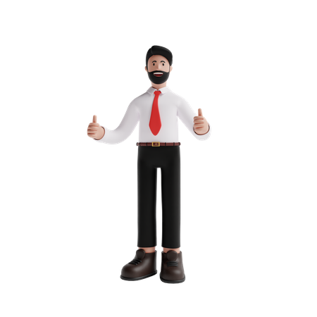 Persona de negocios mostrando el gesto de la mano Thumbs Up  3D Illustration