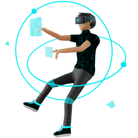 Persona de negocios trabajando en metaverso  3D Icon