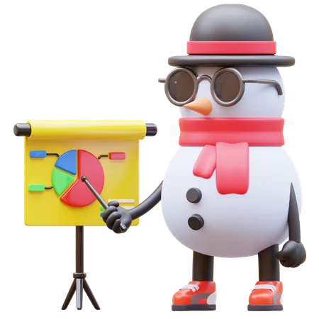 Apresentação Personagem boneco de neve fazendo  3D Illustration