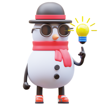 Personagem de boneco de neve, tenha uma ideia  3D Illustration