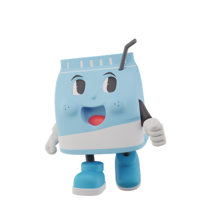 Personagem de caixa de leite feliz  3D Icon
