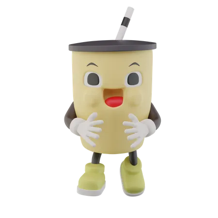 Personagem de refrigerante de copo de papel feliz  3D Icon