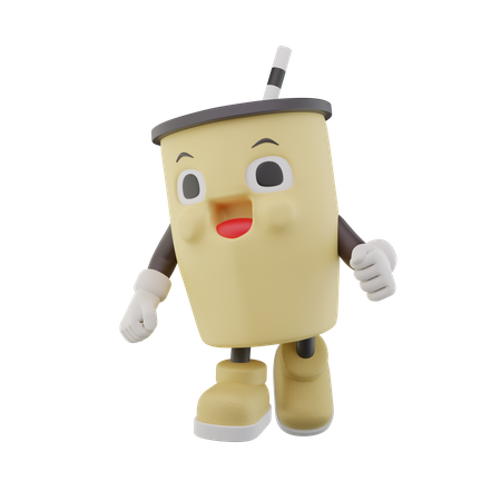 Personagem de refrigerante de copo de papel feliz  3D Icon