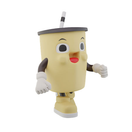 Personagem de refrigerante de copo de papel andando  3D Icon