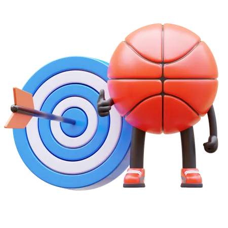 Personagem de basquete com alvo  3D Illustration