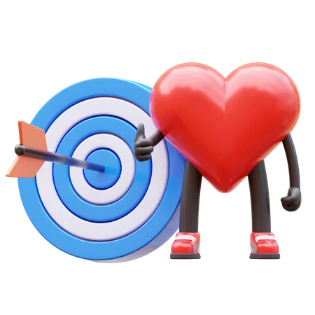 Personagem de coração com alvo  3D Icon