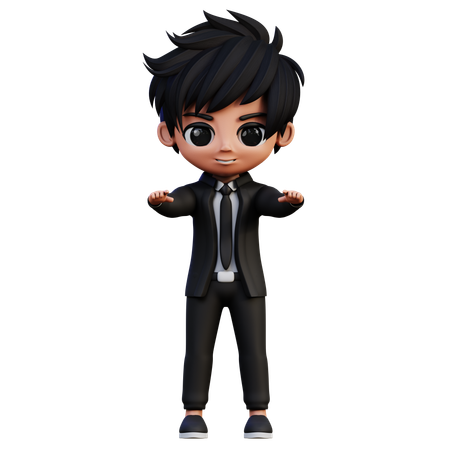 Personagem de empresário apontando para algo  3D Icon