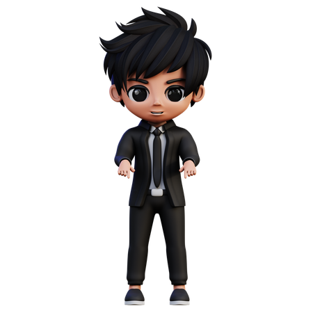 Personagem de empresário apontando para baixo  3D Icon