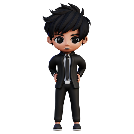 Personagem de empresário com as mãos nos quadris  3D Icon