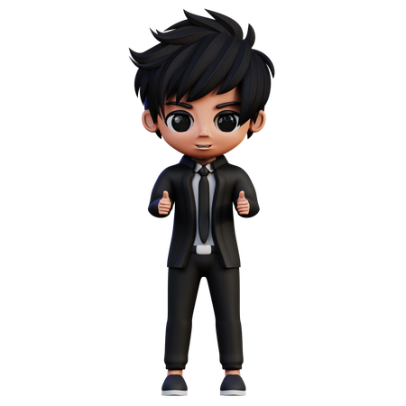Personagem de empresário mostrando o polegar para cima  3D Icon