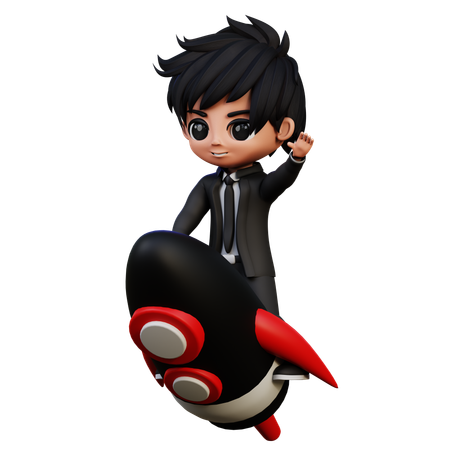 Personagem de empresário na inicialização, diga oi  3D Icon