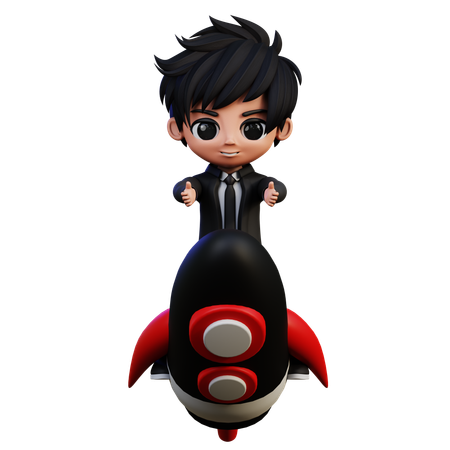 Personagem de empresário na inicialização, polegar para cima  3D Icon