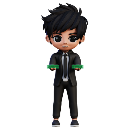 Personagem de empresário traz dinheiro  3D Icon