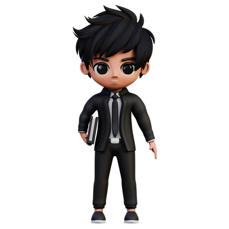 Personagem de empresário traz um livro  3D Icon