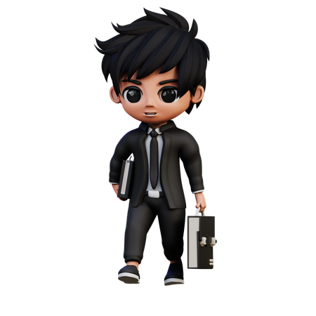 Personagem de empresário vai trabalhar  3D Icon