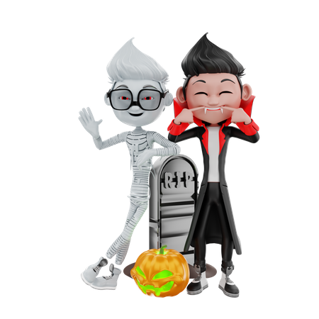 Personagem de Halloween posando para uma foto  3D Illustration