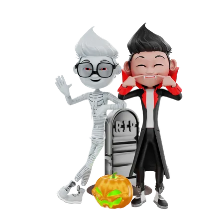 Personagem de Halloween posando para uma foto  3D Illustration