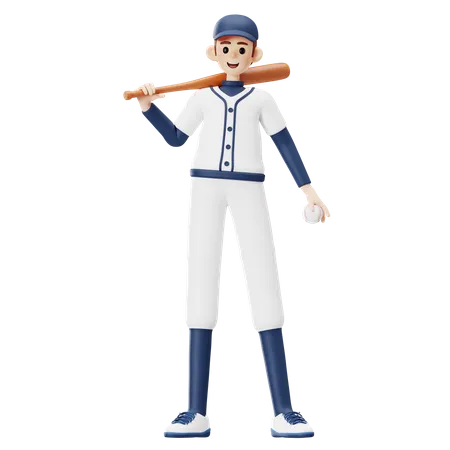 Personagem de jogador de beisebol  3D Illustration