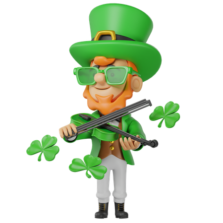 Personagem de São Patrício tocando violino  3D Icon