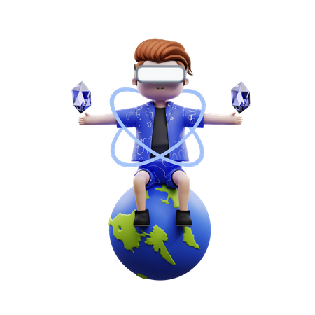 Personagem do Metaverso no Meta Mundo  3D Illustration