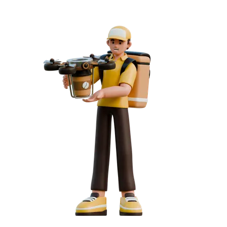 Manipulador de drones de entrega de personagens 3D Illustration