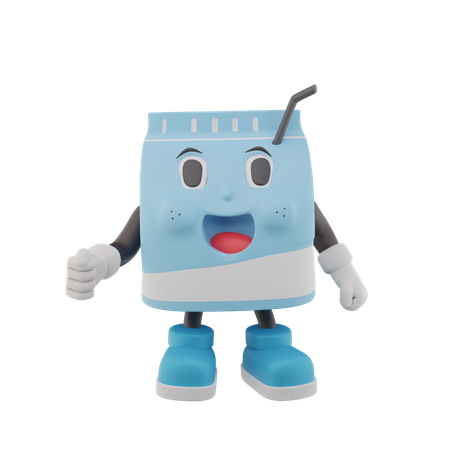 Personagem feliz e fofo de caixa de leite  3D Icon