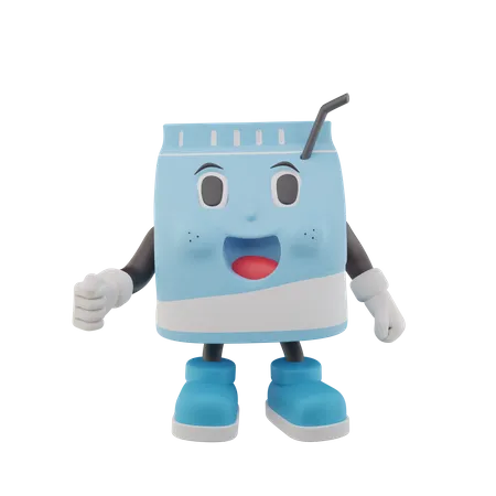 Personagem feliz e fofo de caixa de leite  3D Icon