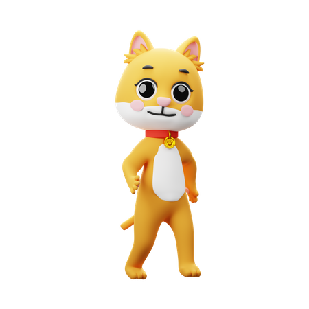 Personagem de gato andando  3D Illustration