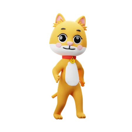 Personagem de gato andando  3D Illustration