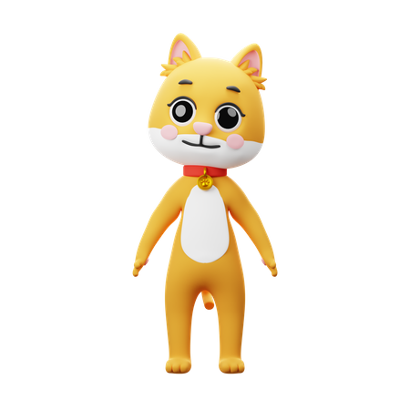 Personagem de gato em pé  3D Illustration