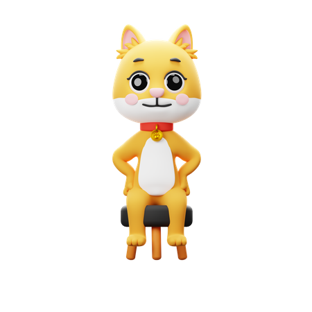 Personagem gato sentado  3D Illustration