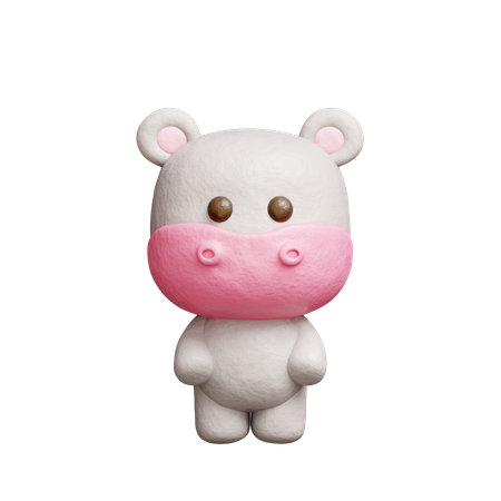 Personagem fofo de hipopótamo  3D Icon