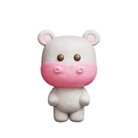 Personagem fofo de hipopótamo  3D Icon