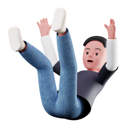 Personagem de menino caindo do céu  3D Illustration