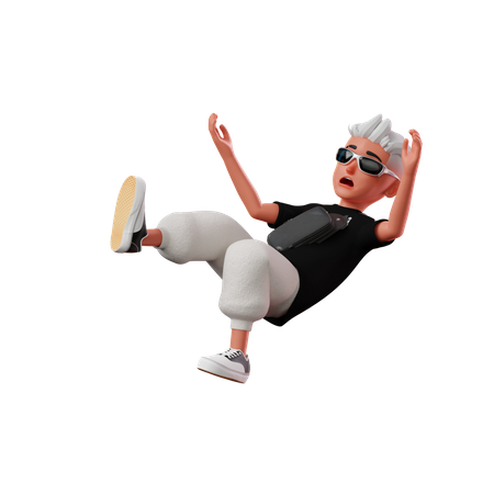 Personagem de menino caindo do céu  3D Illustration