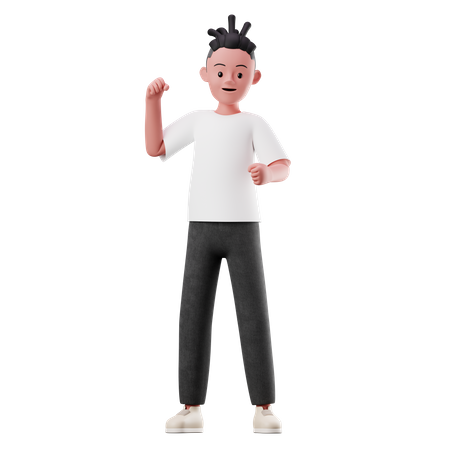 Personagem de menino com pose feliz  3D Illustration