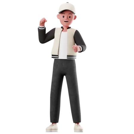 Personagem de menino com pose feliz  3D Illustration