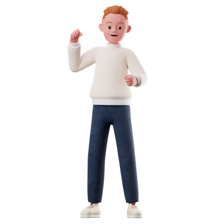 Personagem de menino com pose feliz  3D Illustration